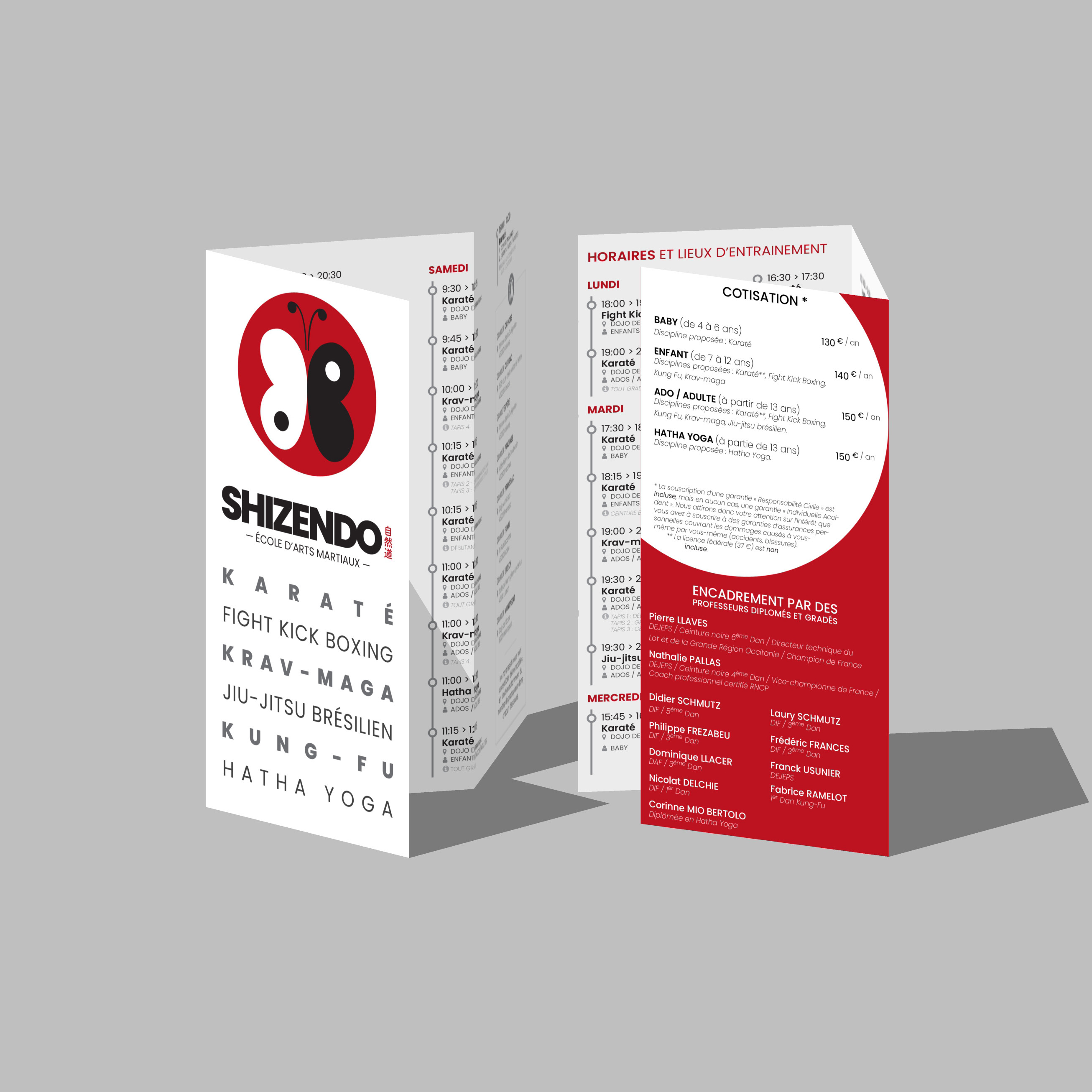 Dépliant 2 plis roulé : horaires et tarifs