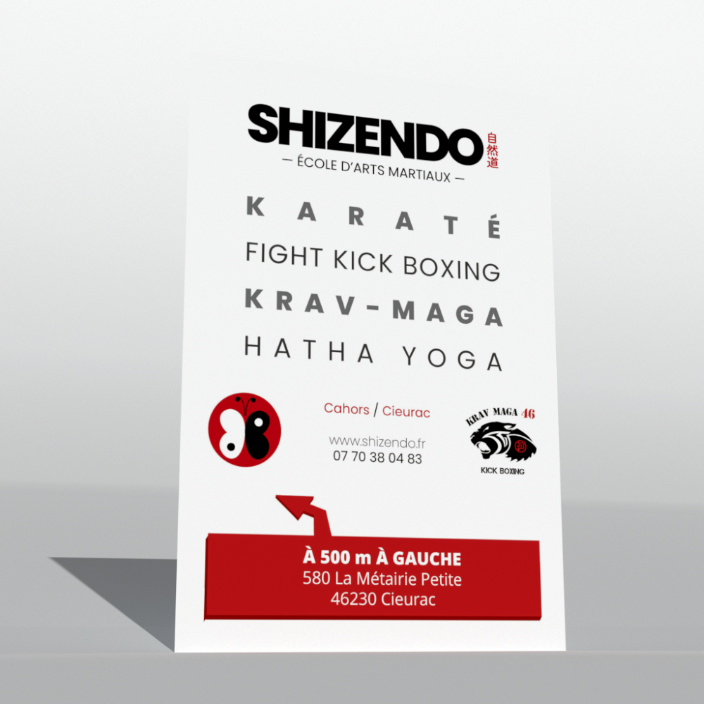 Un panneau pour indiquer l'emplacement du dojo